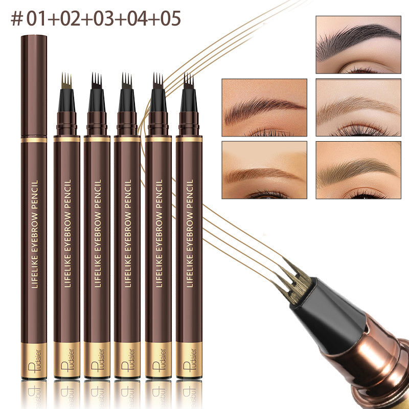 4 Tip Precise Eye Brow Makeup Pen for Natural Brows