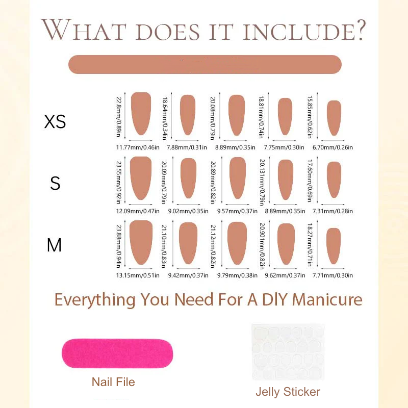 30 PCS Handcrafted Almond Press-On Nails Set