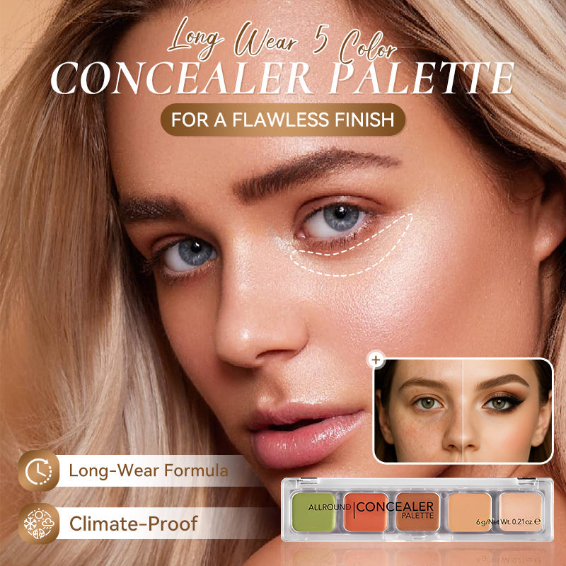Long-Wear 5-Color Concealer Palette for a Flawless Finish
