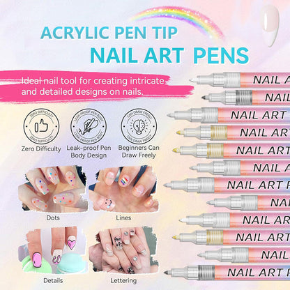 12-Color Professional Nail Art Pen Set