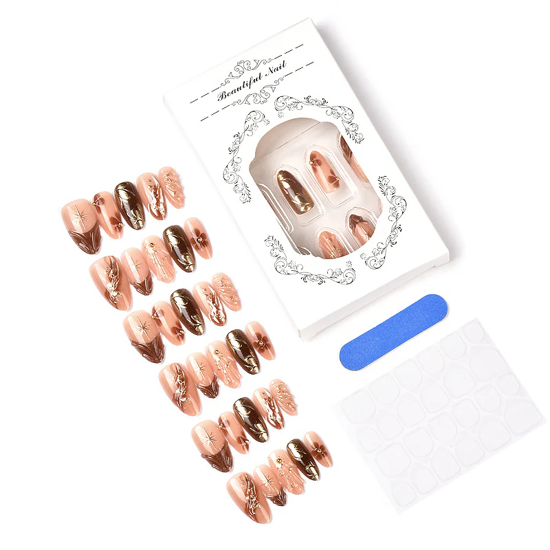 30 PCS Handcrafted Almond Press-On Nails Set