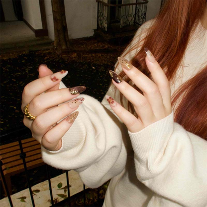 30 PCS Handcrafted Almond Press-On Nails Set