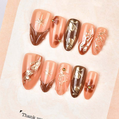 30 PCS Handcrafted Almond Press-On Nails Set